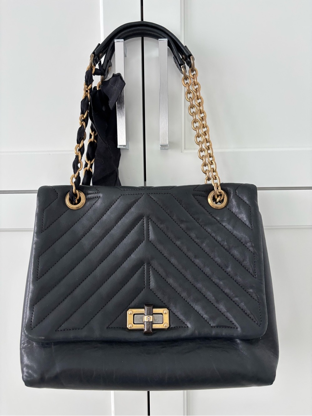 Lanvin Black quilted flap Leather handbag